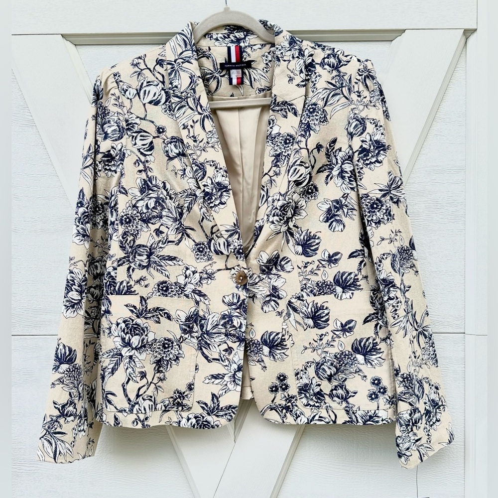 Tommy Hilfiger Cream Blazer with Navy Floral Print